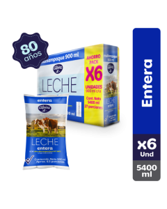 Leche Entera Alpina x6 Bolsa 900 ml