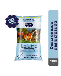 Leche Descremada Deslactosada Alpina Bolsa 1100 ml