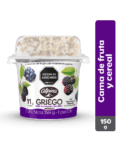 Yogurt Griego Cama de Fruta Mora arandanos Cereal 159 g
